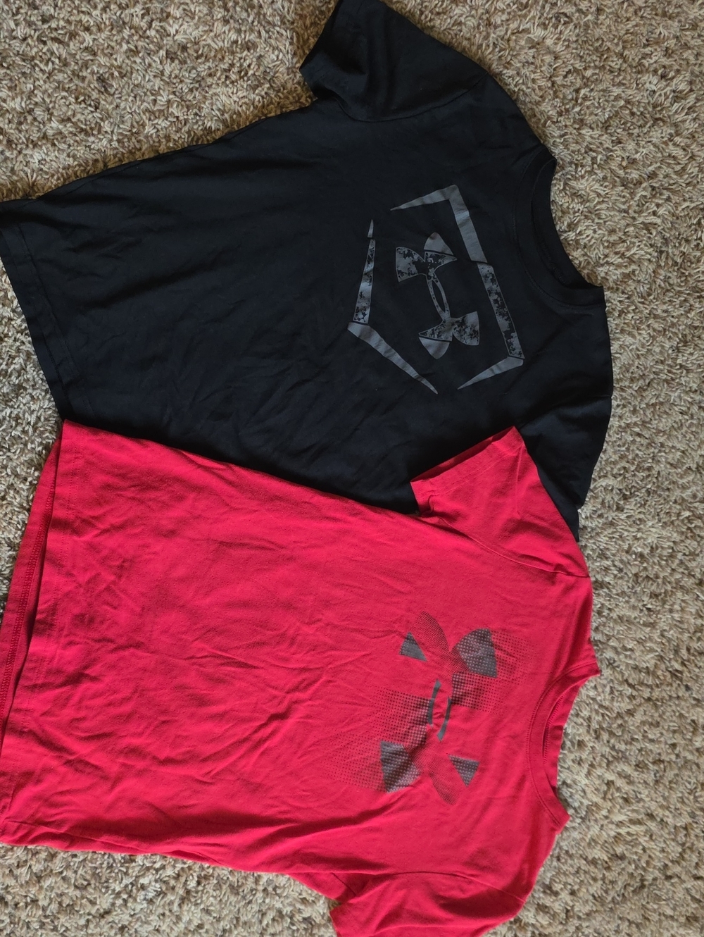 Under Armour Black & Red Kids' Short Sleeve Logo Tees (2-Pack)